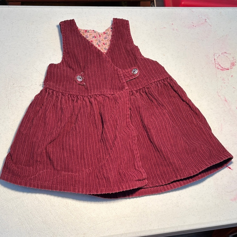 Burgundy Corduroy Kids Casual Dress